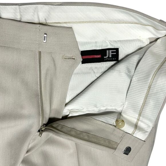 NWT JF J. Ferrar 34x30 Light Tan Dress Pants Slim Fit 360 Stretch Flat Front - Picture 4 of 9